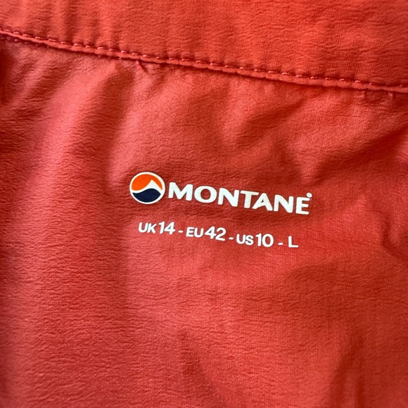 Montane‎ Featherlite Windproof Jacket Women L Red Nylon Running Saffron Red - Picture 5 of 16